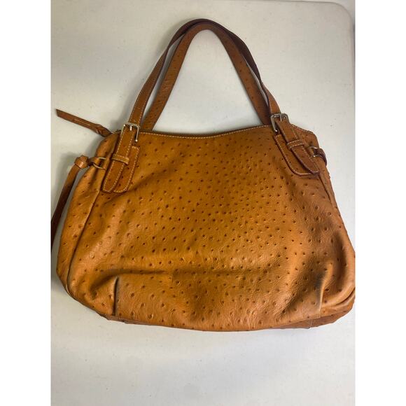 Dooney & Bourke Brown Ostrich Leather Shoulder Bag Large Boho Hobo Caramel - Picture 6 of 15
